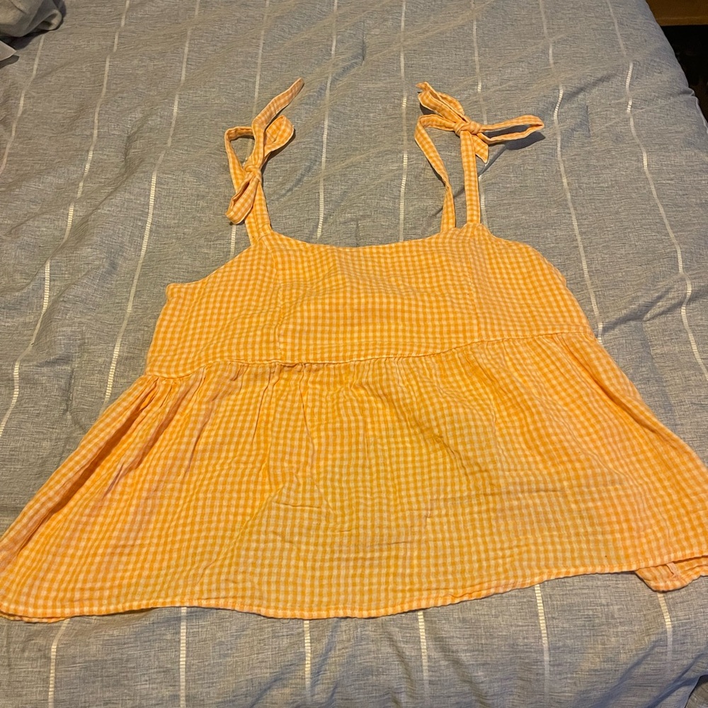 Orange plaid never worn baby doll tank top